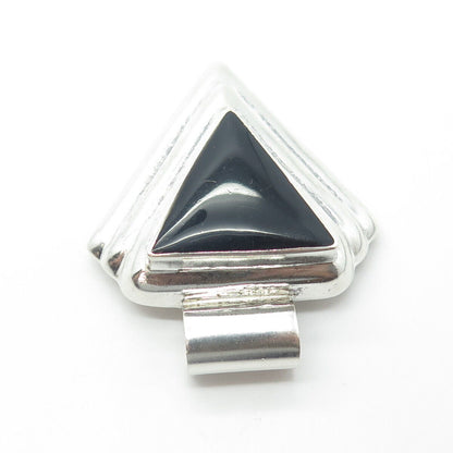 950 Silver Vintage Mexico Real Black Onyx Arrow Triangle Pendant