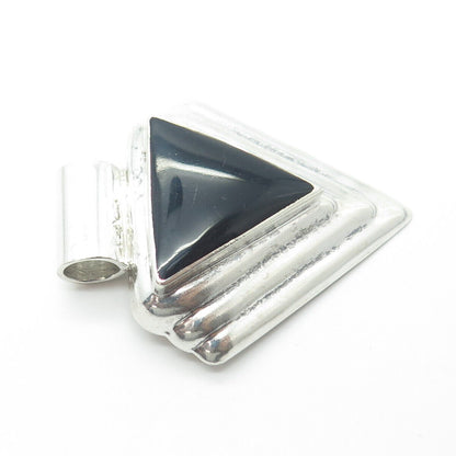 950 Silver Vintage Mexico Real Black Onyx Arrow Triangle Pendant