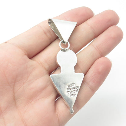 925 Sterling Silver Vintage HOB Mexico Lapis Malachite & Onyx Arrow Pendant