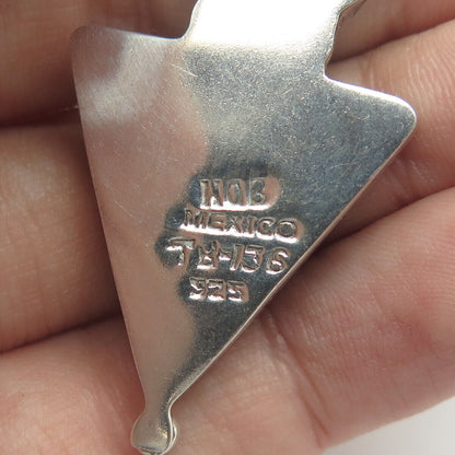 925 Sterling Silver Vintage HOB Mexico Lapis Malachite & Onyx Arrow Pendant