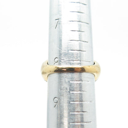 925 Sterling Silver Gold Plated Real Diamond Wavy Ribbed Dome Ring Size 8.25