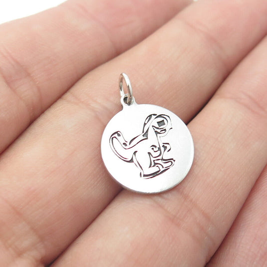 TWO IN TOWN 925 Sterling Silver USA Dinosaur Charm Pendant