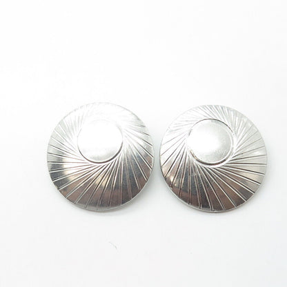 925 Sterling Silver Antique Art Deco Round Clip On Earrings