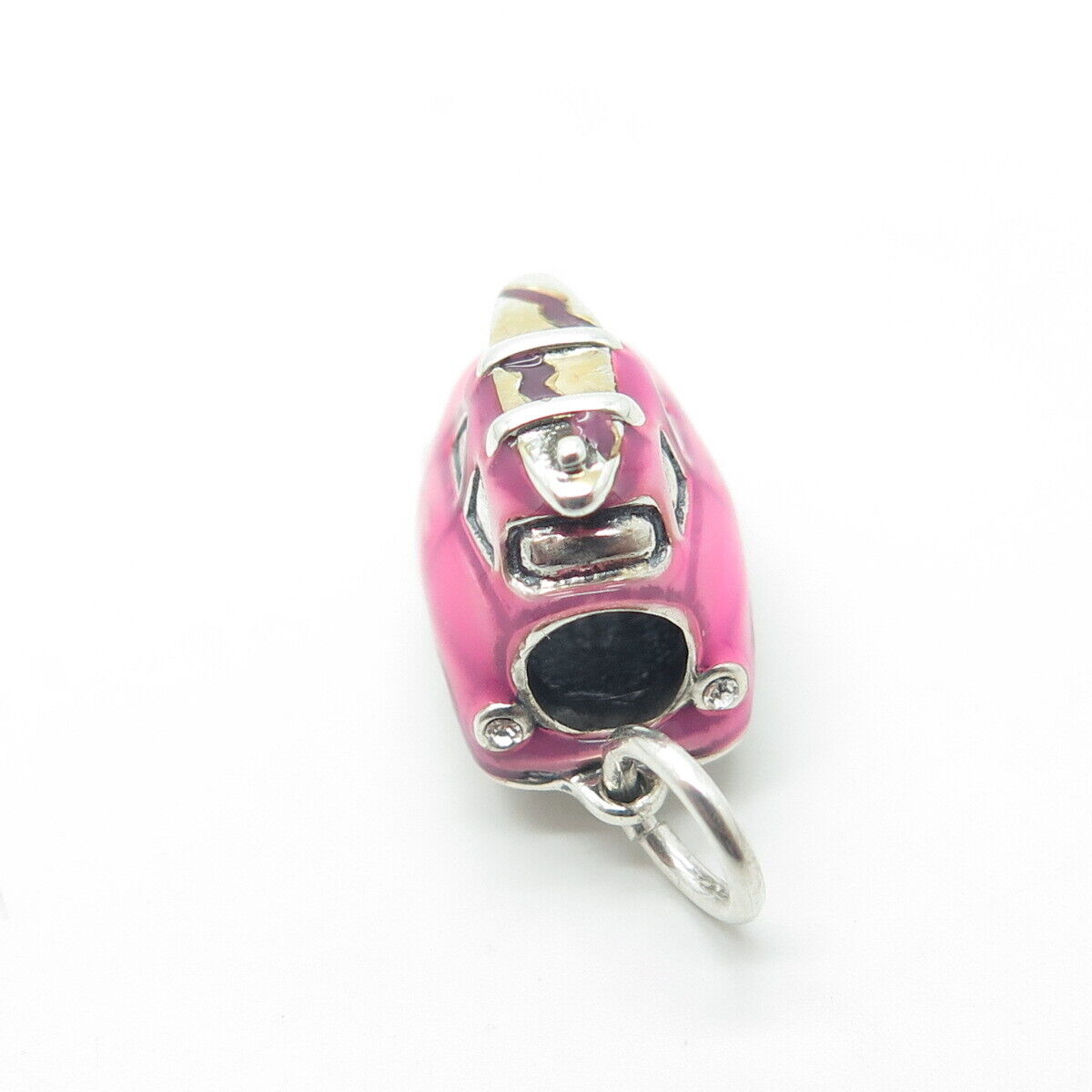 925 Sterling Silver Rose Enamel Car Charm Pendant