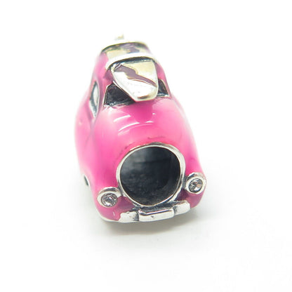 925 Sterling Silver Rose Enamel Car Charm Pendant