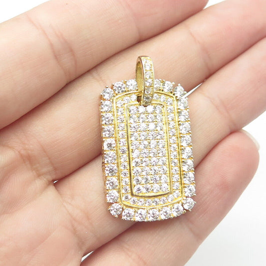 925 Sterling Silver Gold Plated Pave C Z Pendant