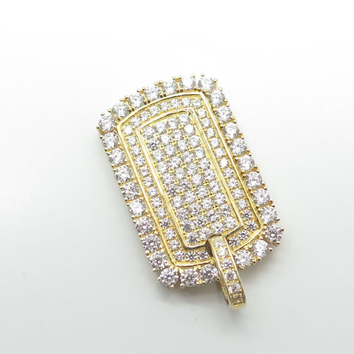 925 Sterling Silver Gold Plated Pave C Z Pendant