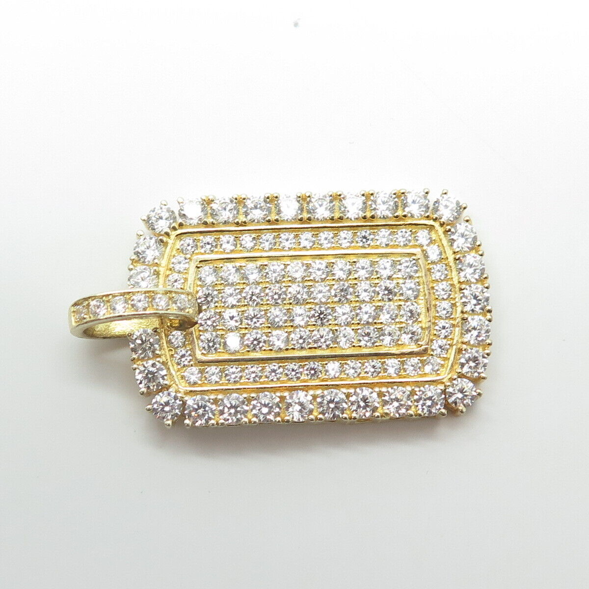 925 Sterling Silver Gold Plated Pave C Z Pendant