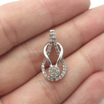 925 Sterling Silver Real Round-Cut White Diamond Infinity Knot Pendant