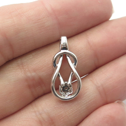 925 Sterling Silver Real Round-Cut White Diamond Infinity Knot Pendant