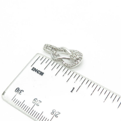 925 Sterling Silver Real Round-Cut White Diamond Infinity Knot Pendant