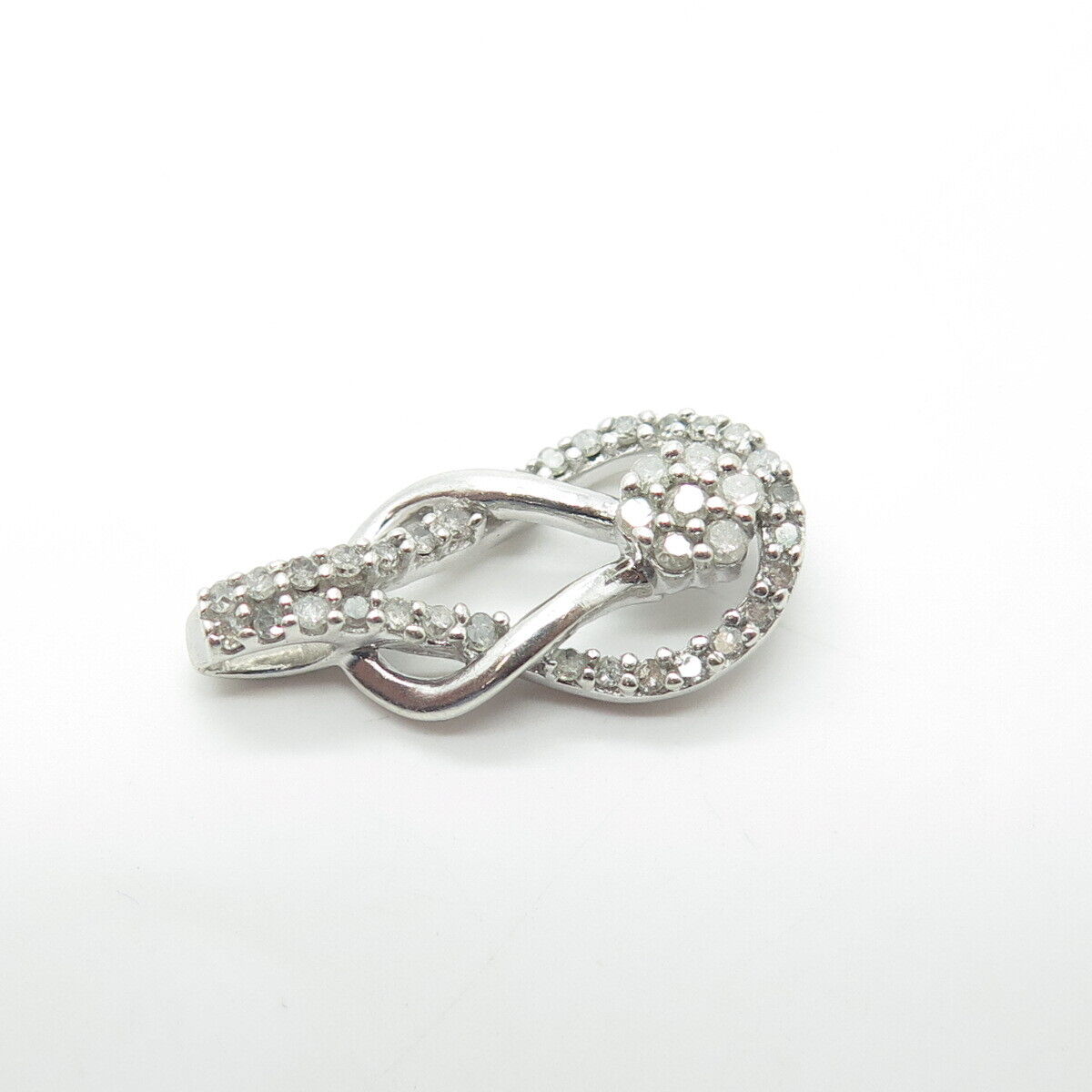 925 Sterling Silver Real Round-Cut White Diamond Infinity Knot Pendant