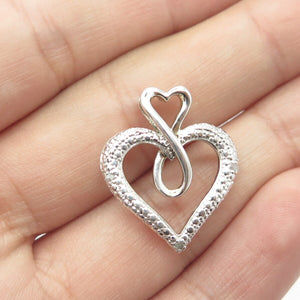 925 Sterling Silver 10K Gold Filled Real Round-Cut Diamond Heart Pendant