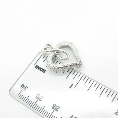 925 Sterling Silver 10K Gold Filled Real Round-Cut Diamond Heart Pendant