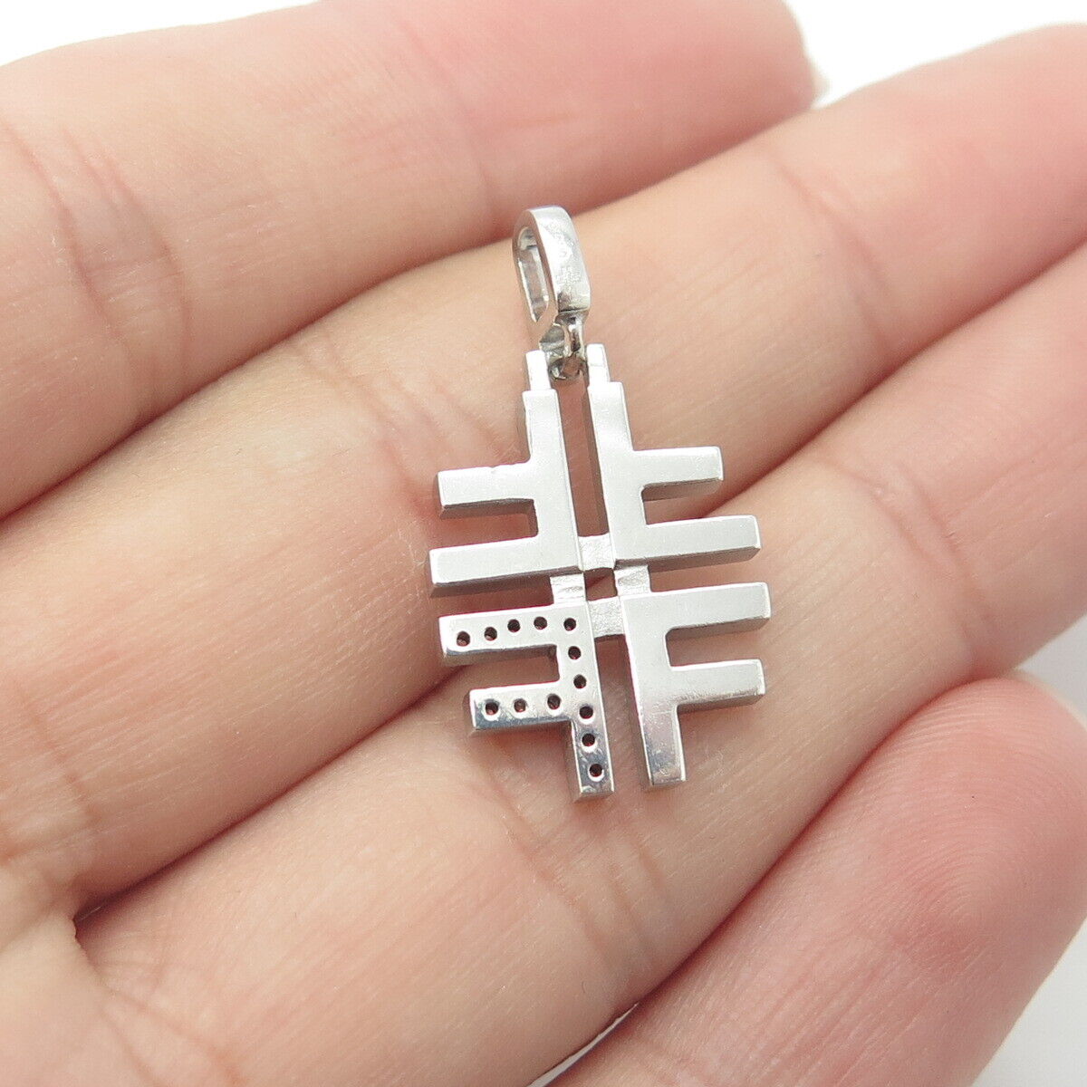 925 Sterling Silver Real Round-Cut White Diamond Letter "F" Cross Pendant