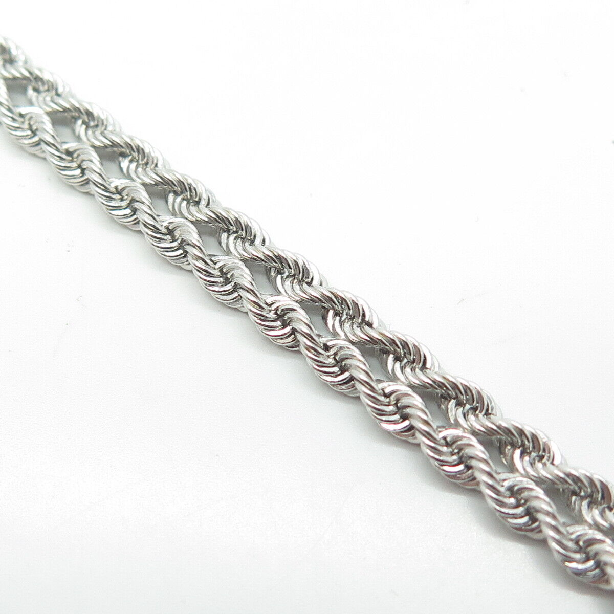 925 Sterling Silver Peru Twisted Rope Link Bracelet 7.75"