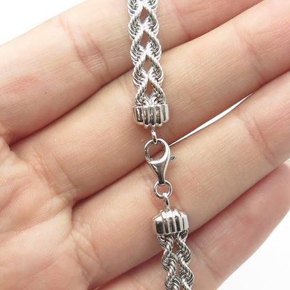 925 Sterling Silver Peru Twisted Rope Link Bracelet 7.75"