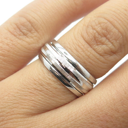 925 Sterling Silver Textured Rotating Band Ring Size 6.5