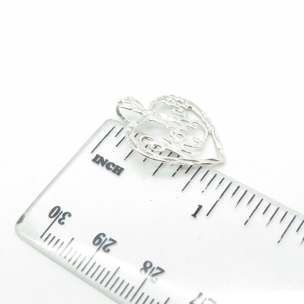 925 Sterling Silver Antique Art Deco "Mother" Heart Pendant