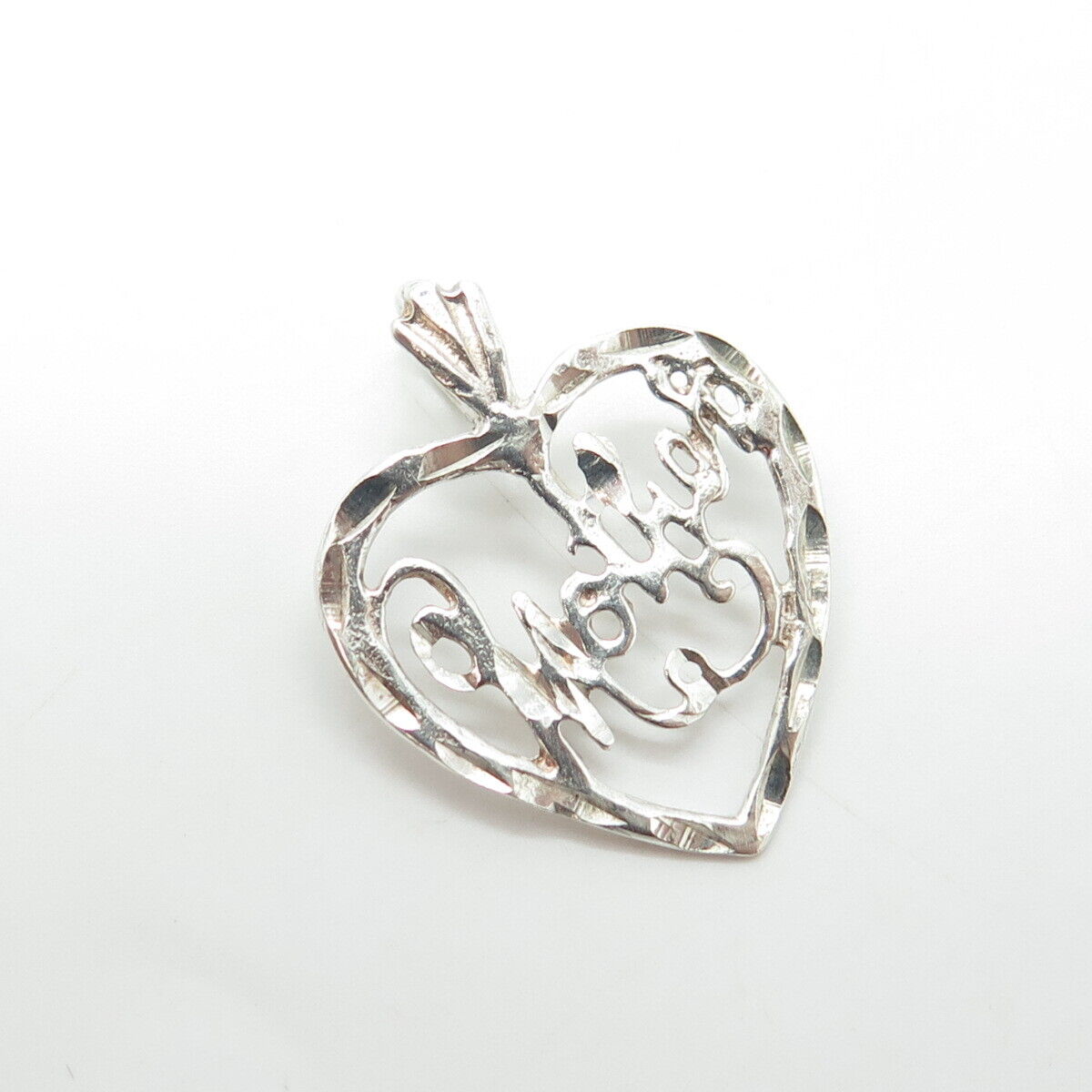 925 Sterling Silver Antique Art Deco "Mother" Heart Pendant