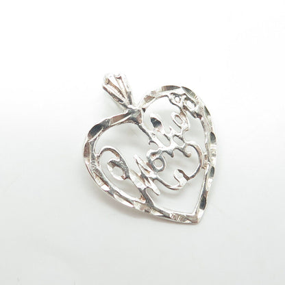 925 Sterling Silver Antique Art Deco "Mother" Heart Pendant