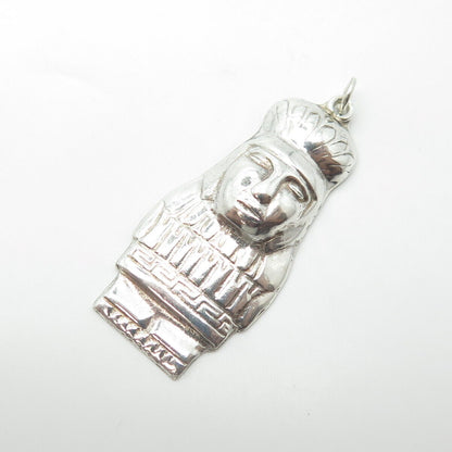 925 Sterling Silver Vintage FS Peru Tribal Goddess Pendant