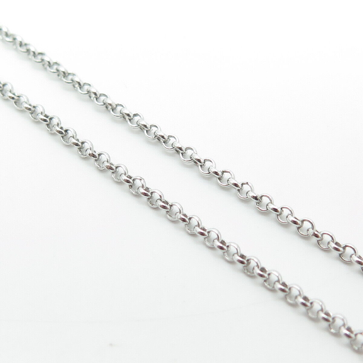 925 Sterling Silver Round-Cut White C Z Heart Lariat Rolo Chain Necklace 18"