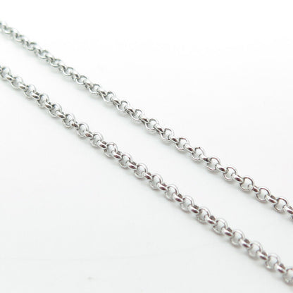 925 Sterling Silver Round-Cut White C Z Heart Lariat Rolo Chain Necklace 18"