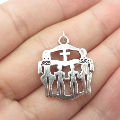 SUNDANCER Jewelry Co. 925 Sterling Silver Vintage Family in Church Pendant