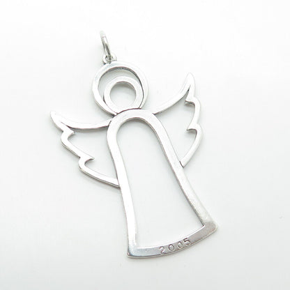 925 Sterling Silver Vintage Christmas Angel Pendant