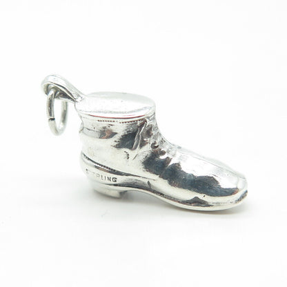 925 Sterling Silver Antique Art Deco Boot Shoe 3D Charm Pendant