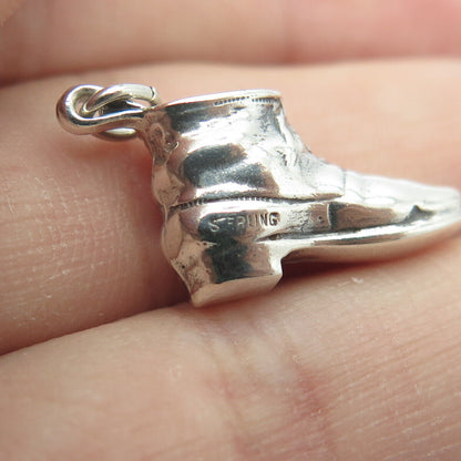 925 Sterling Silver Antique Art Deco Boot Shoe 3D Charm Pendant