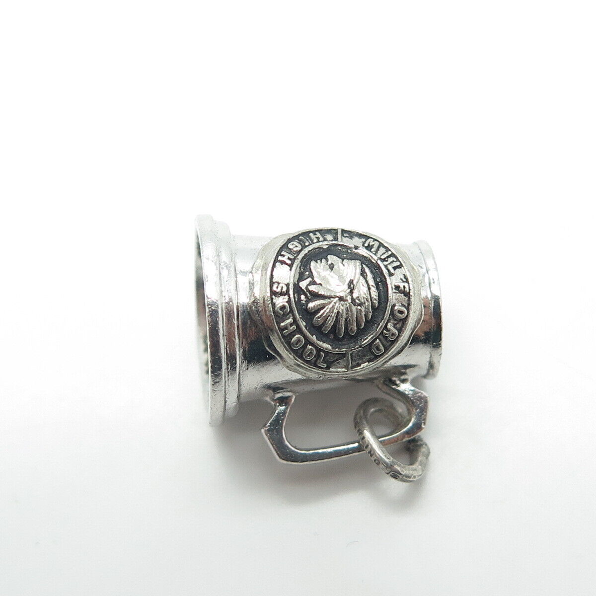 925 Sterling Silver Antique Art Deco Milford High School Cup 3D Charm Pendant