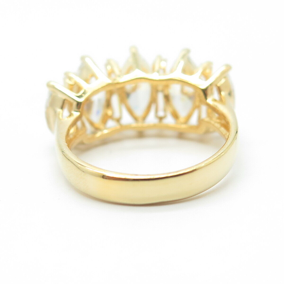 925 Sterling Silver Gold Plated Marquise-Cut Shaped C Z Ring Size 6