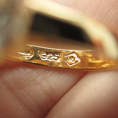 925 Sterling Silver Gold Plated Marquise-Cut Shaped C Z Ring Size 6