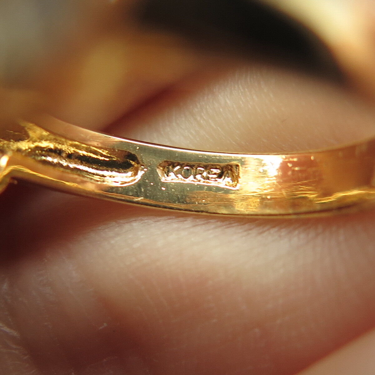 925 Sterling Silver Gold Plated Marquise-Cut Shaped C Z Ring Size 6