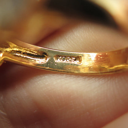 925 Sterling Silver Gold Plated Marquise-Cut Shaped C Z Ring Size 6