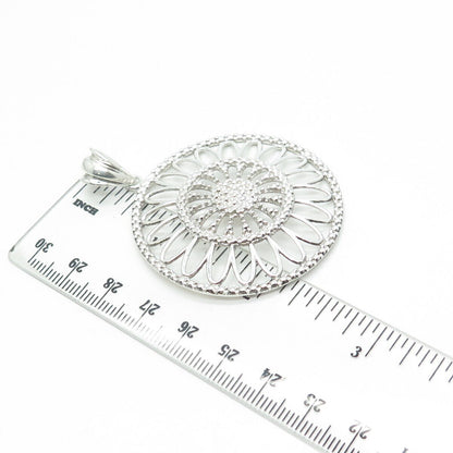 925 Sterling Silver Vintage Italy Milor Ornate Round Pendant