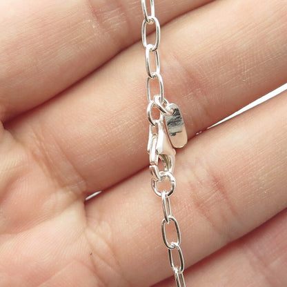 925 Sterling Silver 2-Tone Vintage Modernist Chain Necklace 32"