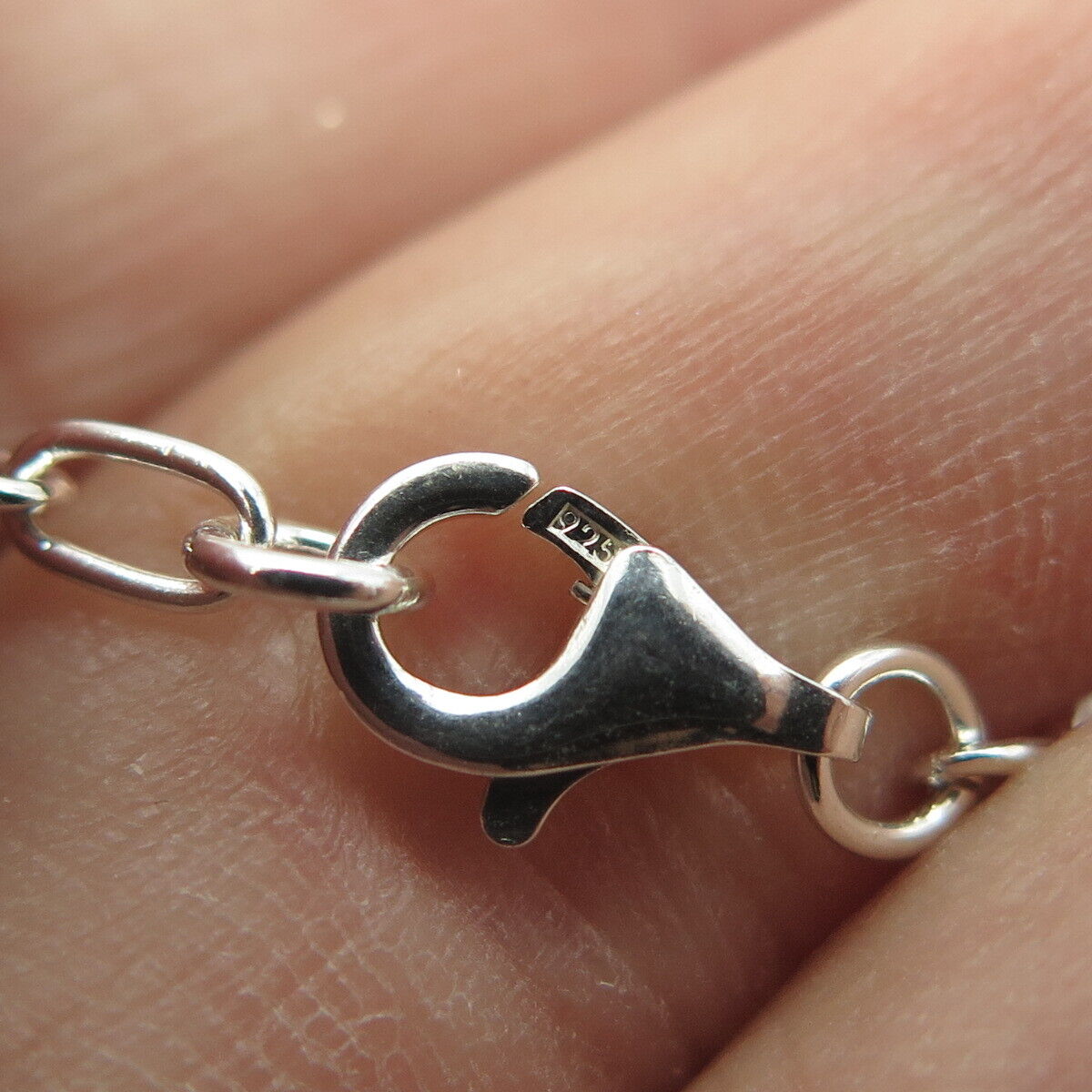 925 Sterling Silver 2-Tone Vintage Modernist Chain Necklace 32"