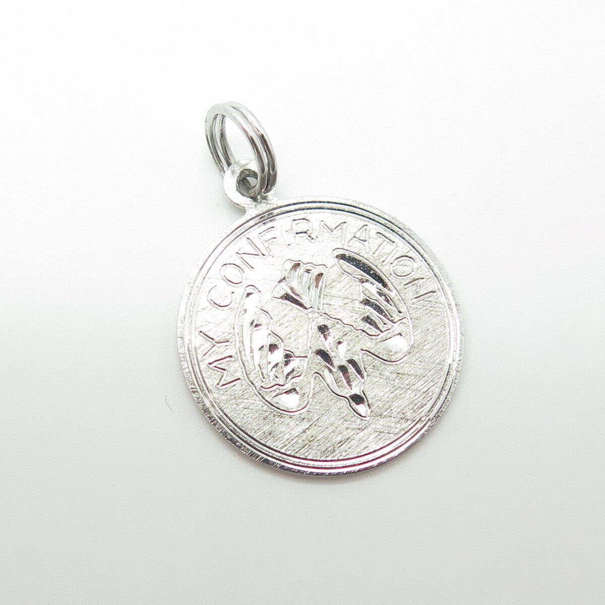 925 Sterling Silver Vintage "My Confirmation" Holy Ghost Religious Charm Pendant