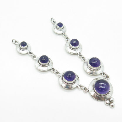 925 Sterling Silver Vintage Real Amethyst Gemstone Necklace Part