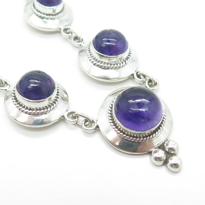 925 Sterling Silver Vintage Real Amethyst Gemstone Necklace Part