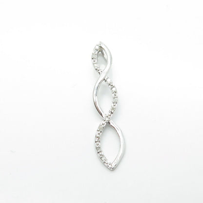 925 Sterling Silver Real Round-Cut White Diamond Infinity Twisted Pendant