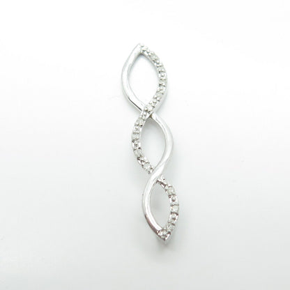 925 Sterling Silver Real Round-Cut White Diamond Infinity Twisted Pendant