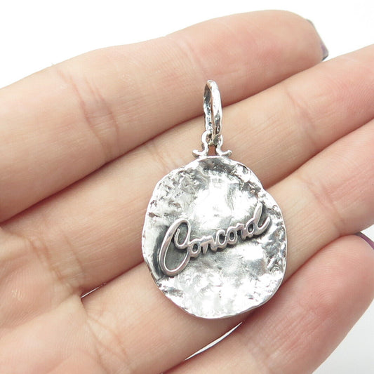 925 Sterling Silver Vintage "CONCORD" Hammered Charm Pendant