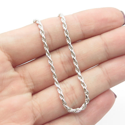 925 Sterling Silver Italy Twisted Rope Chain Necklace 28"