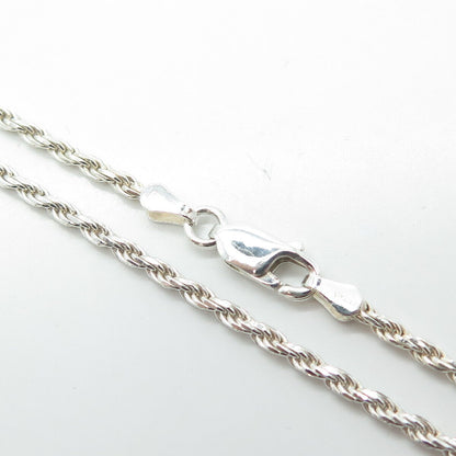 925 Sterling Silver Italy Twisted Rope Chain Necklace 28"