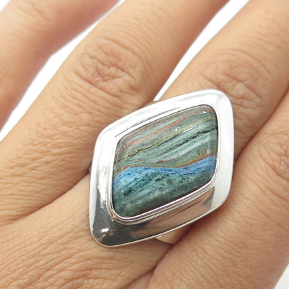 JAY KING DESERT ROSE 925 Sterling Silver Vintage Rainbow Calsilica Ring Size 8.5