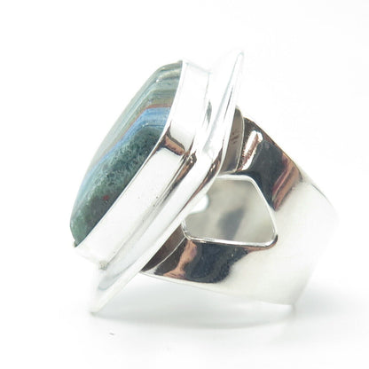 JAY KING DESERT ROSE 925 Sterling Silver Vintage Rainbow Calsilica Ring Size 8.5
